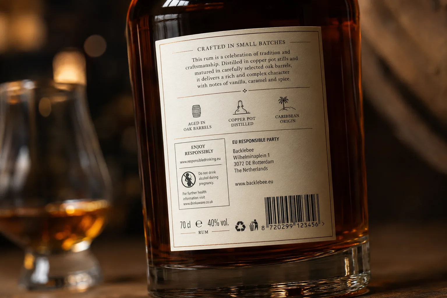 Back label naming Backlebee as the EU responsible party